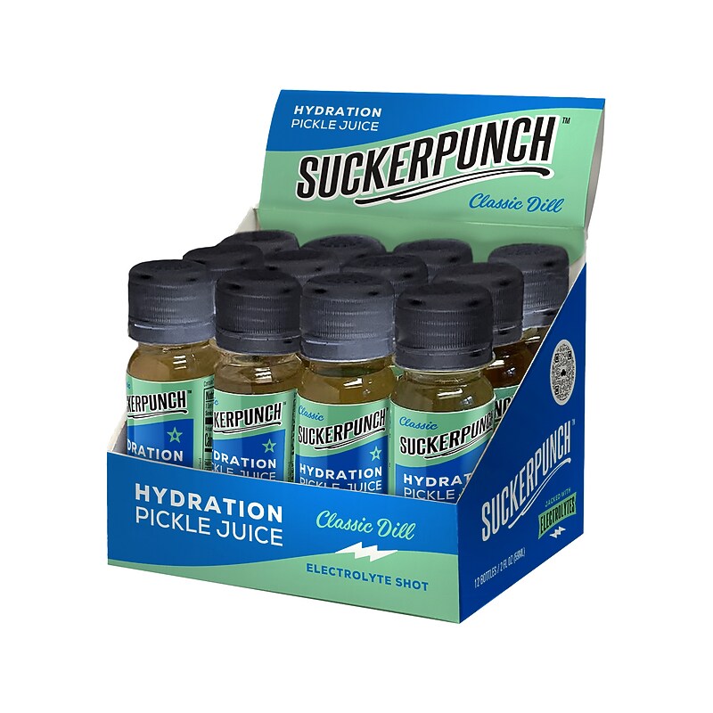 SuckerPunch Classic Dill Pickle Hydration Pickle Juice Shooter, 2 oz., 12 Bottles/Case (SPPJH2-6860) image 1