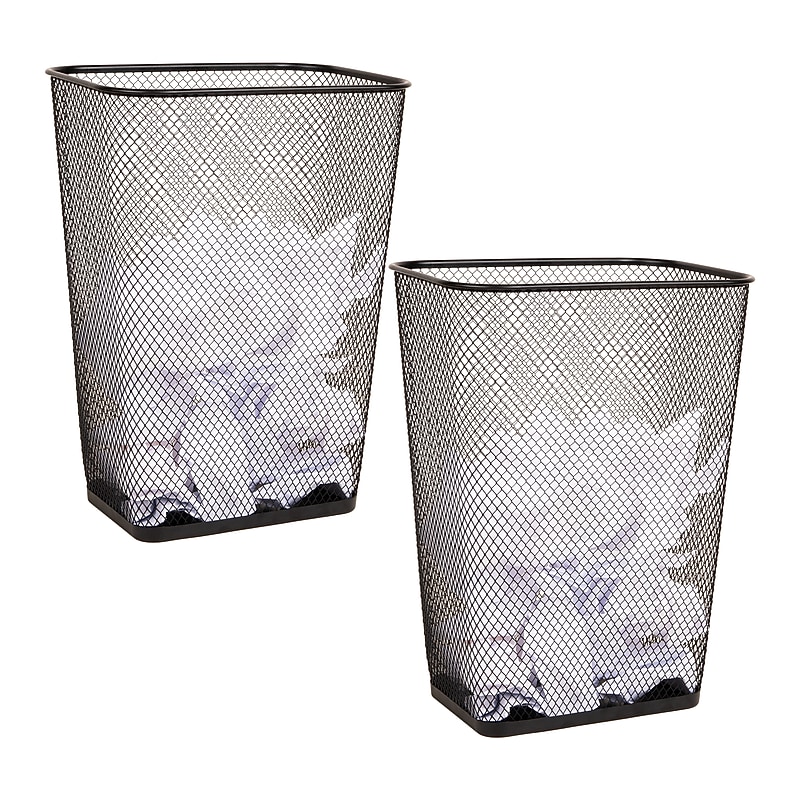 Mind Reader Metal Trash Cans, 10.67 Gallon, Black, 2/Pack (2LASBIN-BLK ) image 1