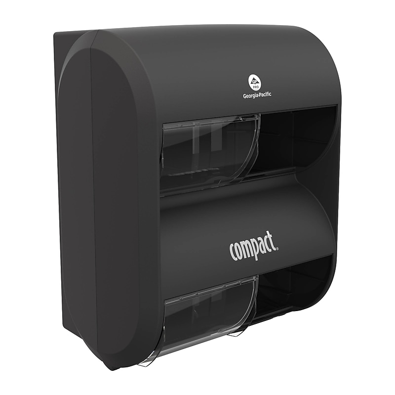 Compact® 4-Roll Quad Coreless Toilet Paper Dispenser by GP PRO, Black, 11.750” W x 6.900” D x 13.250” H (56744B) image 1