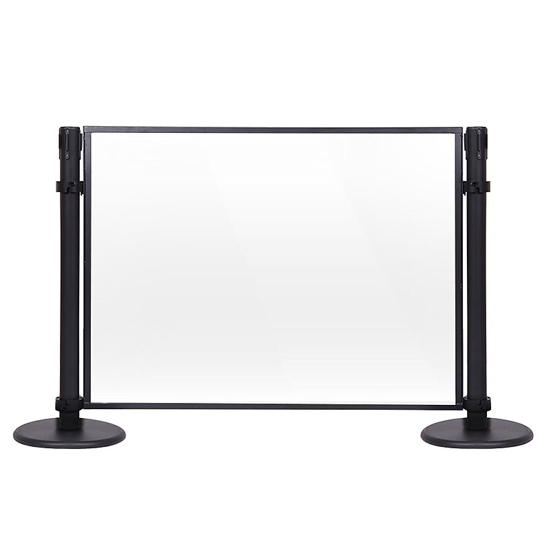 Queue Solutions 34" x 4' Acrylic Stanchion Post Panel Kit, Frosted (PNL4834B-FA-KIT) image 1