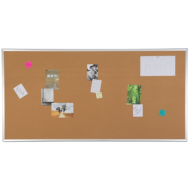 Staples Cork Bulletin Board, Aluminum Frame, 8'W x 4'H (28347-CC) image 1