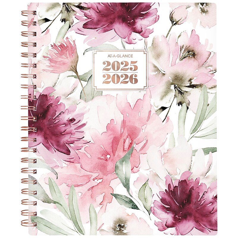 2025-2026 AT-A-GLANCE BADGE Floral 8.5" x 11" Academic Weekly & Monthly Planner, Plastic Cover, Multicolored (1734F-905A-26) image 1