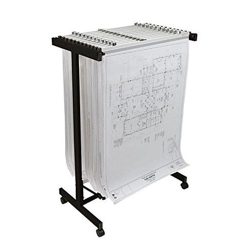 AdirOffice Blueprint Maps Expandable Mobile Large Plan Center File Cart, Black (615-BLK) image 1