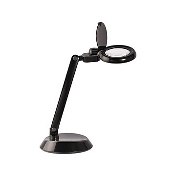 OttLite Space-Saving LED Magnifier Desk Lamp, 14", Black (G97BGC-FFP)