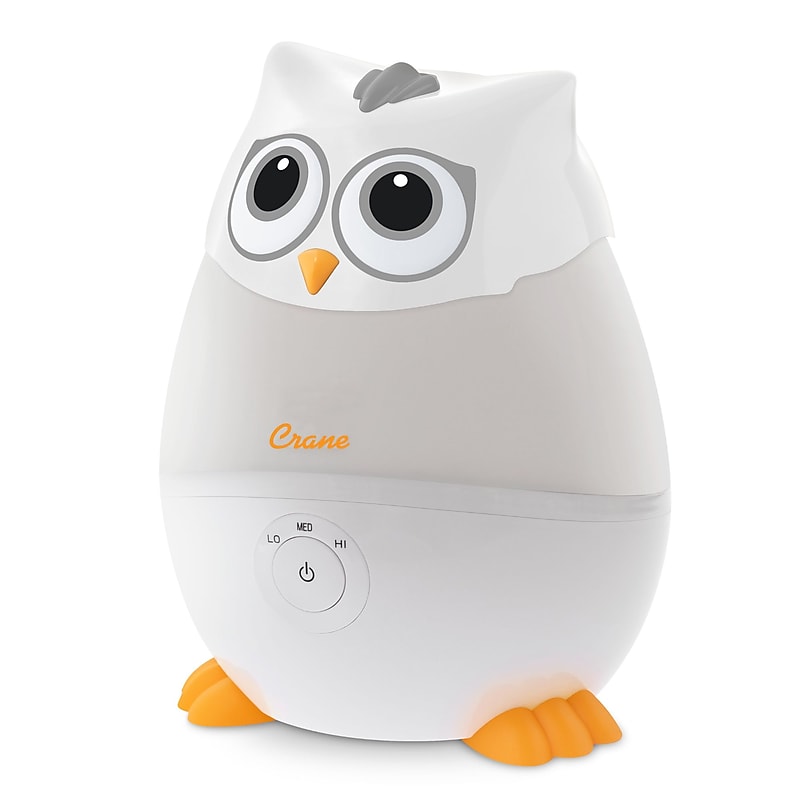 Crane Baby Mini-Adorable Snow Owl Ultrasonic Cool Mist Tower Humidifier 0.5-Gallon, 500 sq. ft., White (EE-8259W) image 1