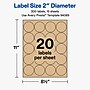 Avery Round Laser/Inkjet Multipurpose Labels, 2" Round, Kraft Brown, 20 Labels/Sheet, 15 Sheets/Pack (19479311171)~#|#~F96E520F-7C6C-4EDC-82656563C394B102_sc7