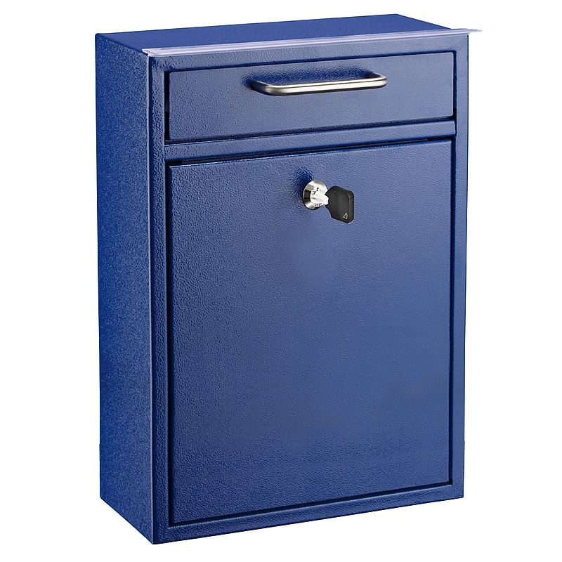 AdirOffice Steel Large Wall Mounted Drop Box Interoffice Mailbox, Key Lock, Blue (631-04-BLU-PKG) image 1