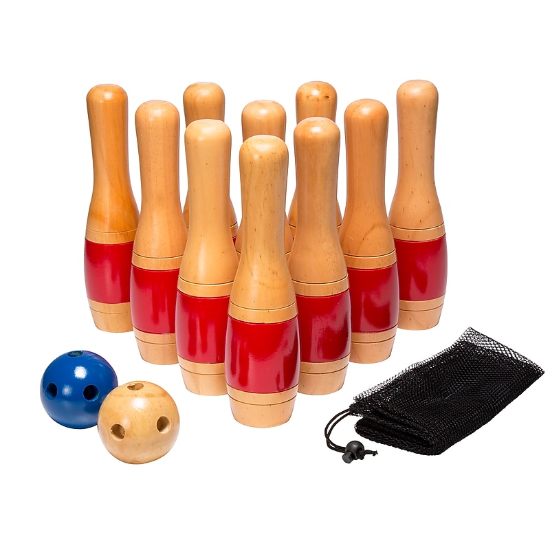 Hey! Play! Indoor/Outdoor Wooden Bowling Set, Multicolored (M370013) image 1