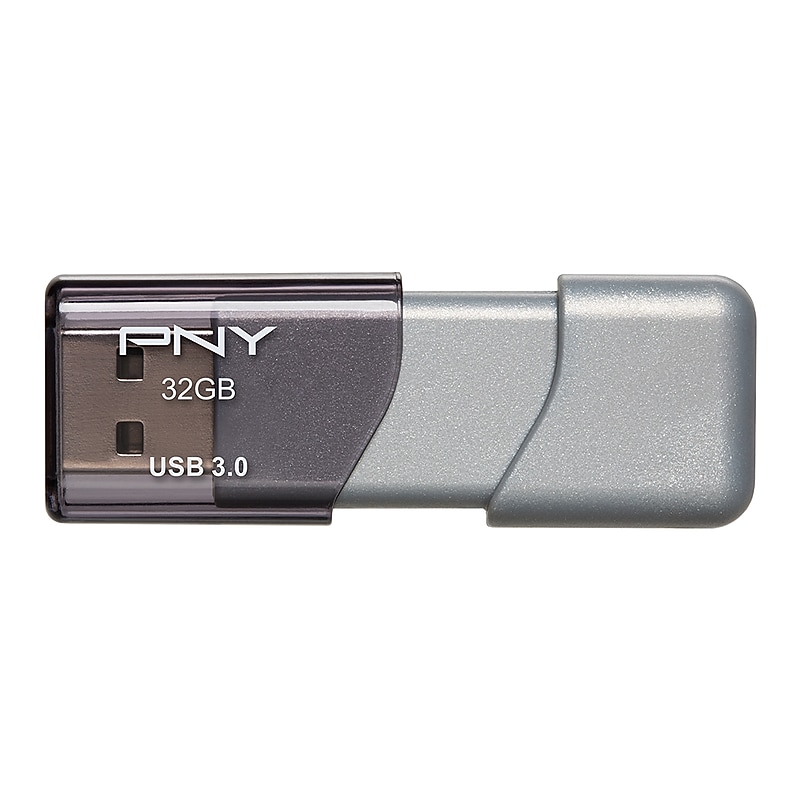 PNY Turbo 32GB USB 3.0 Type A Flash Drive, Grey (P-FD32GTBOP-GE) image 1