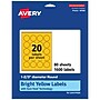 Avery Round Laser/Inkjet Multipurpose Labels, 1-2/3" Dia, Bright Yellow (1600/Box)~#|#~F97E0BBF-FE05-4395-AFC80C700EDBEC5F_sc7
