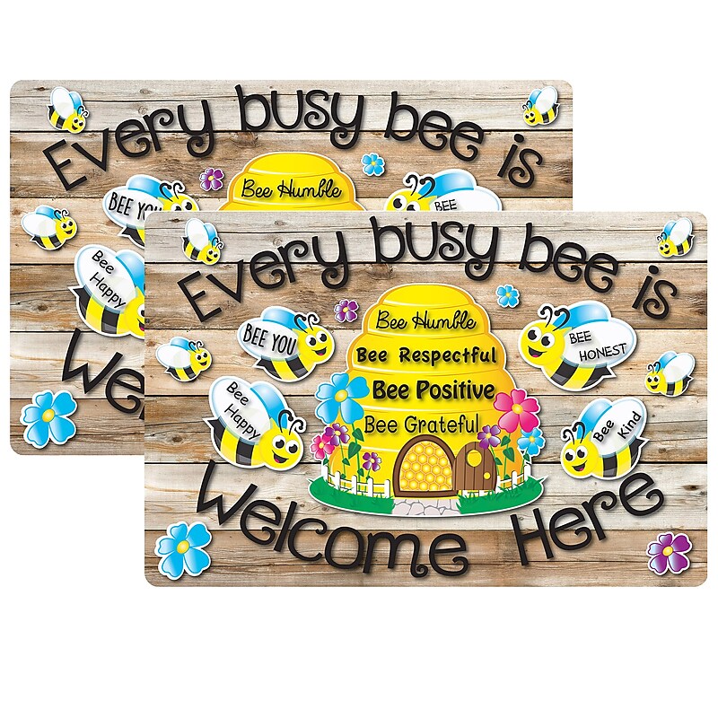 Ashley Smart Poly Commercial Floor Mat, 15.5" x 23.5", Bee Hive Theme Values, 2/Bundle (ASH91504-2) image 1