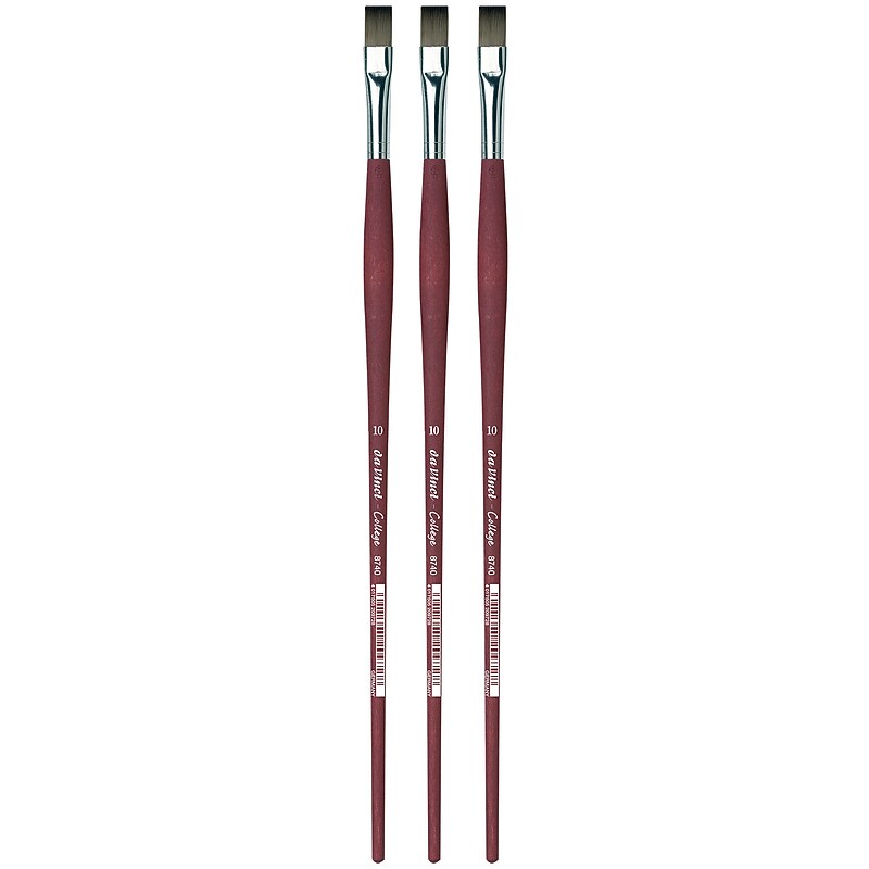 da Vinci COLLEGE Oil and Acrylic Synthetic Student Flat Brush, 3 Brushes/Pack (DVXVA874010-3) image 1
