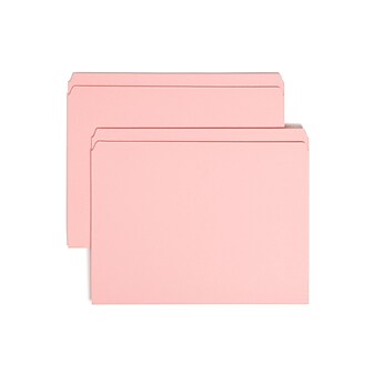 Smead Reinforced File Folder, Straight Cut, Letter Size, Pink, 100/Box (12610)