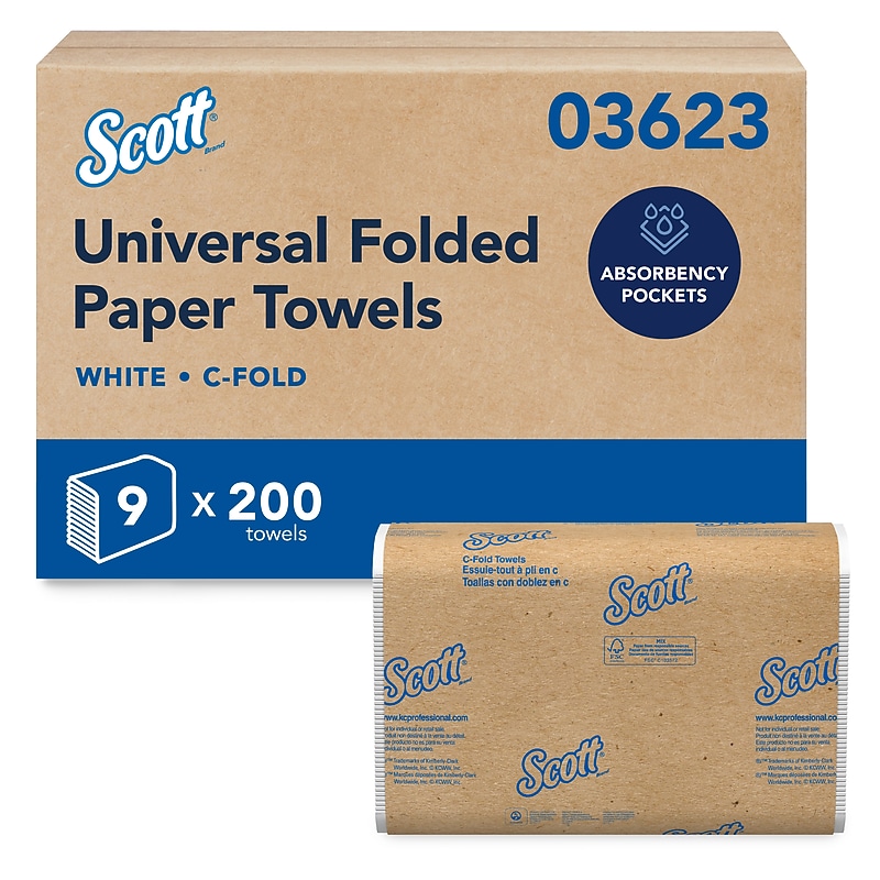 Scott Essential Recycled C-Fold Paper Towels, 1-Ply, 200 Sheets/Pack, 9 Packs/Carton (03623) image 1