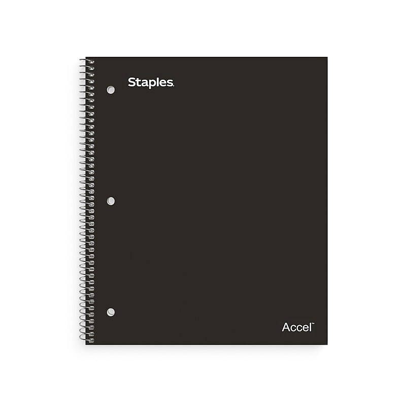 Staples Premium Poly 3-Subject Notebook, 8.5" x 11", College Ruled, 150 Sheets, Black (ST58313) image 1