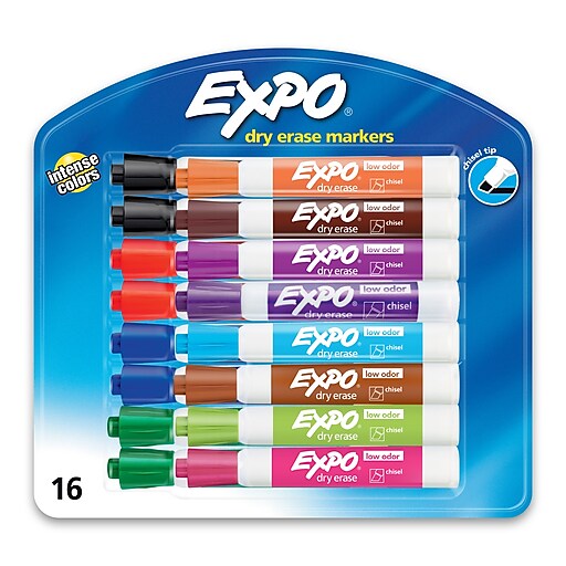 Expo Dry Erase Markers, Chisel Tip, Assorted, 16/Pack (81045)