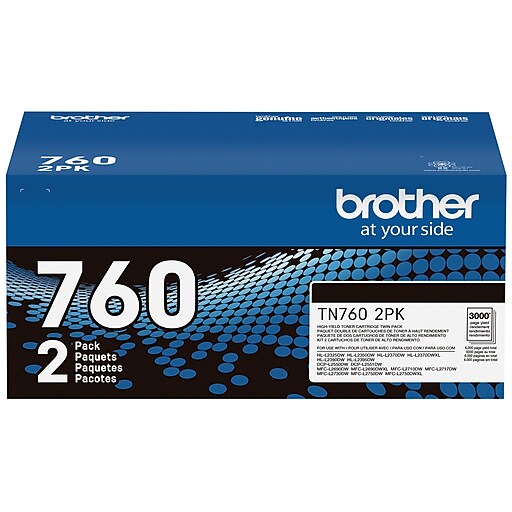 Brother TN 760 Black High Yield Toner Cartridge, Up to 3,000 Pages