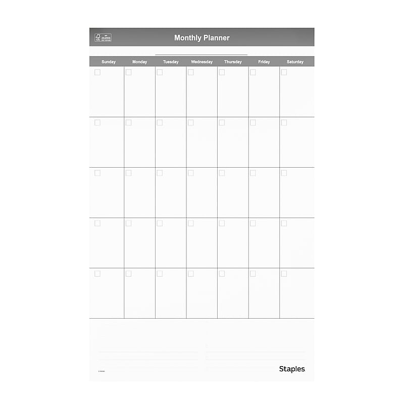 Staples 24" x 36" Monthly Dry-Erase Wall Calendar, Reversible, White/Gray (ST60365-25) image 1