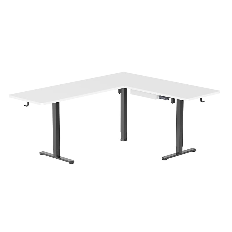 Mount-It! XL 75"W Electric Corner Adjustable Standing Desk, White/Black (MI-15026) image 1