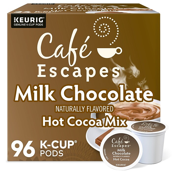 Cafe Escapes Milk Chocolate Hot Cocoa, Keurig® K-Cup® Pods, 96