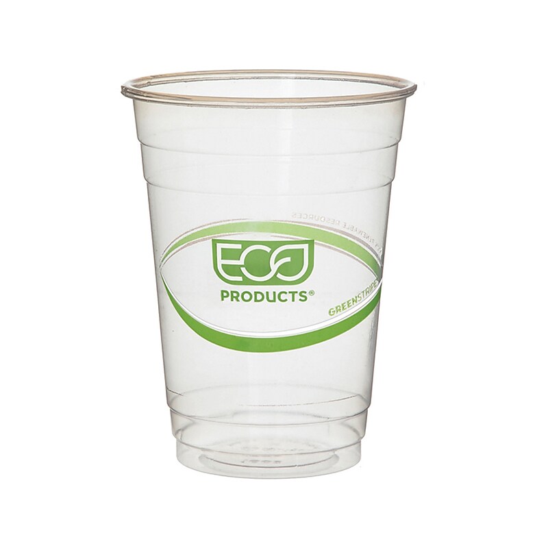 Eco-Products GreenStripe PLA Cold Cup, 16 oz., Clear/Green, 50 Cups/Pack, 20 Packs/Box (EP-CC16-GS) image 1