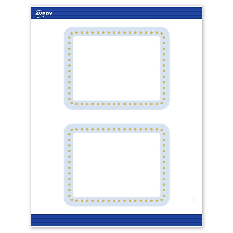 Avery Gold Dots with Blue Border Matte Blank Card, White, 20/Pack (S00-DMG) image 1