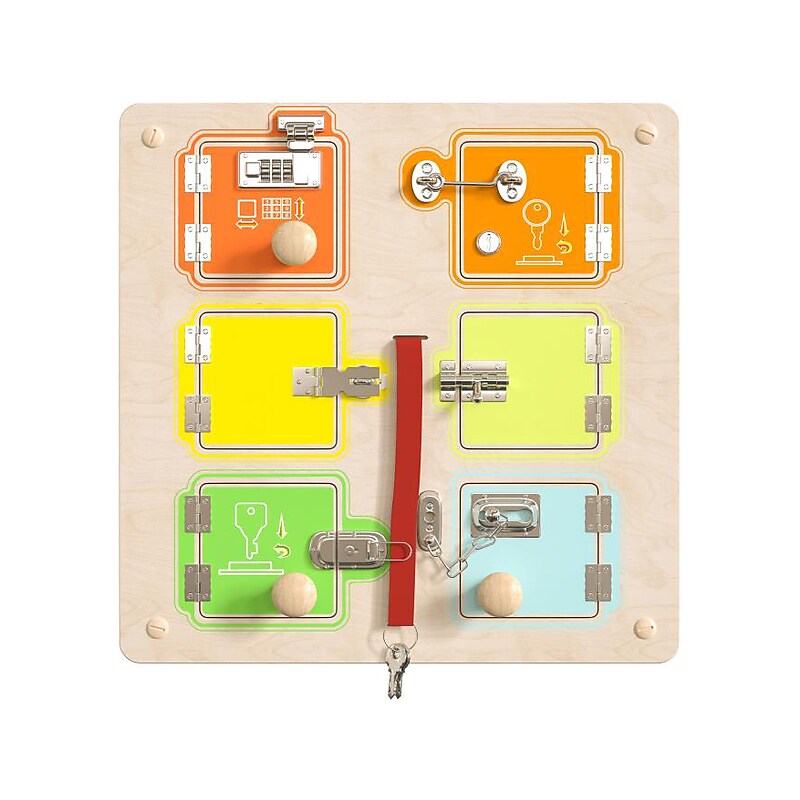 Flash Furniture Bright Beginnings Locks and Buckles STEAM Wall Activity Board (MK-ME12531-GG) image 1