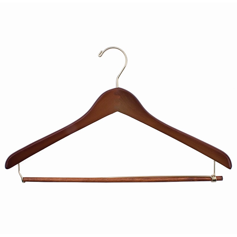 Nahanco 19" Wood Concave Ladies' Suit Hanger, Walnut, 100/Box (70-19GH) image 1