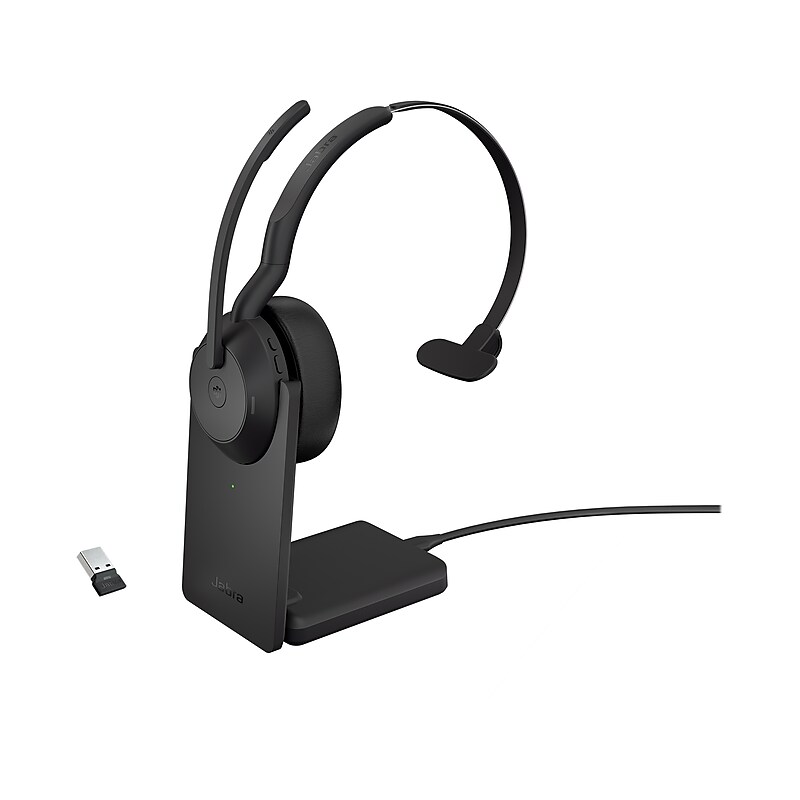 jabra Evolve2 55 Wireless Noise Canceling Bluetooth Phone & Computer Mono Headset, USB-A, MS Certified, Black (25599-899-989-01) image 1