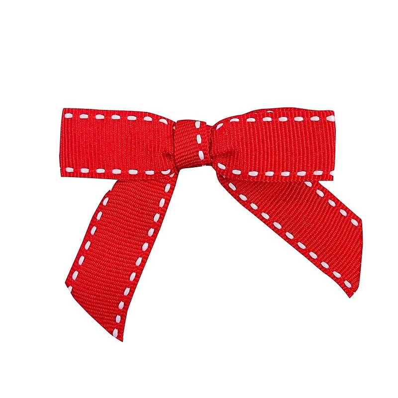JAM Paper Grosgrain Bows, Red/White, 100/Pack (52640349319) image 1