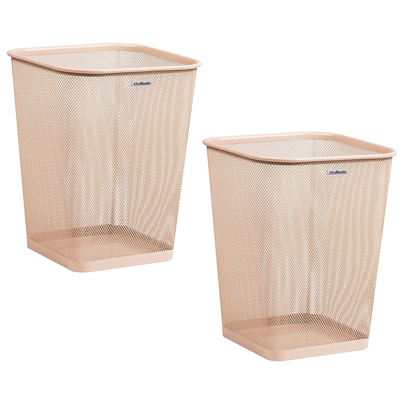 Mind Reader Metal Trash Can Without Lid, 5 Gallon, Pink, 2/Pack (2SQUAGA-PNK) image 1