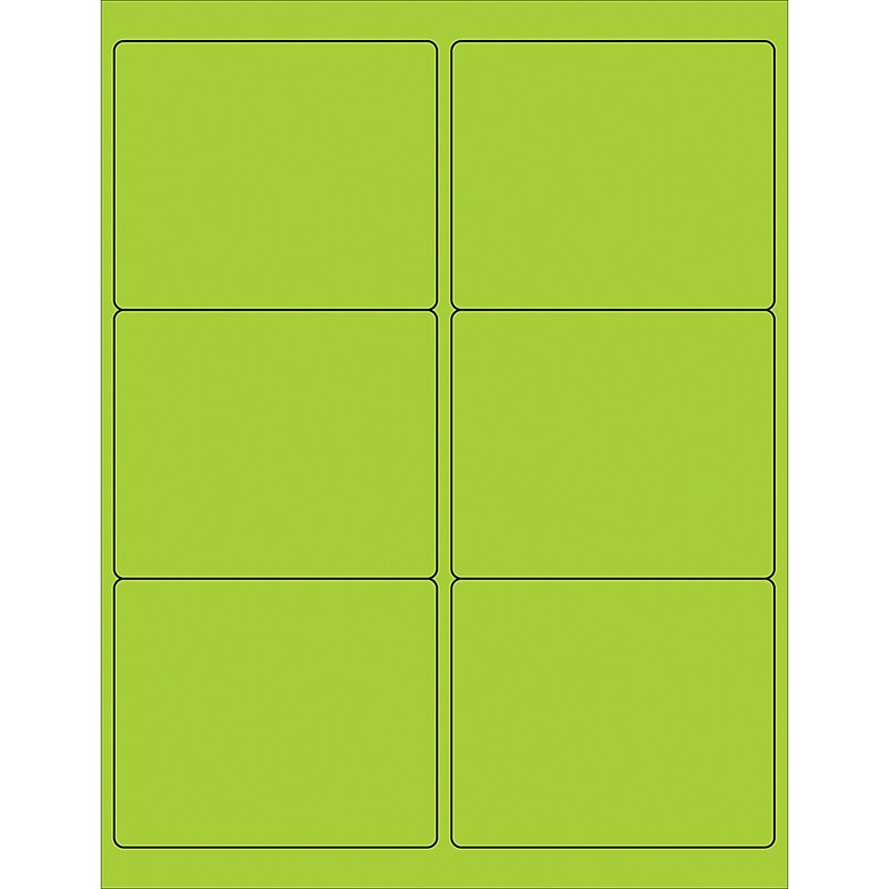 Tape Logic Laser/Inkjet Address Labels, 4" x 3 1/3", Fluorescent Green, 600/Carton (LL180GN) image 1