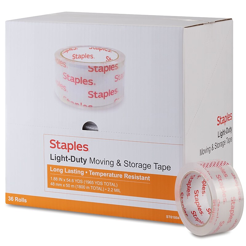 Staples® Lightweight Moving & Storage Packing Tape, 1.88" x 54.6 yds., Clear, 36/Box (ST61004/52203) image 1