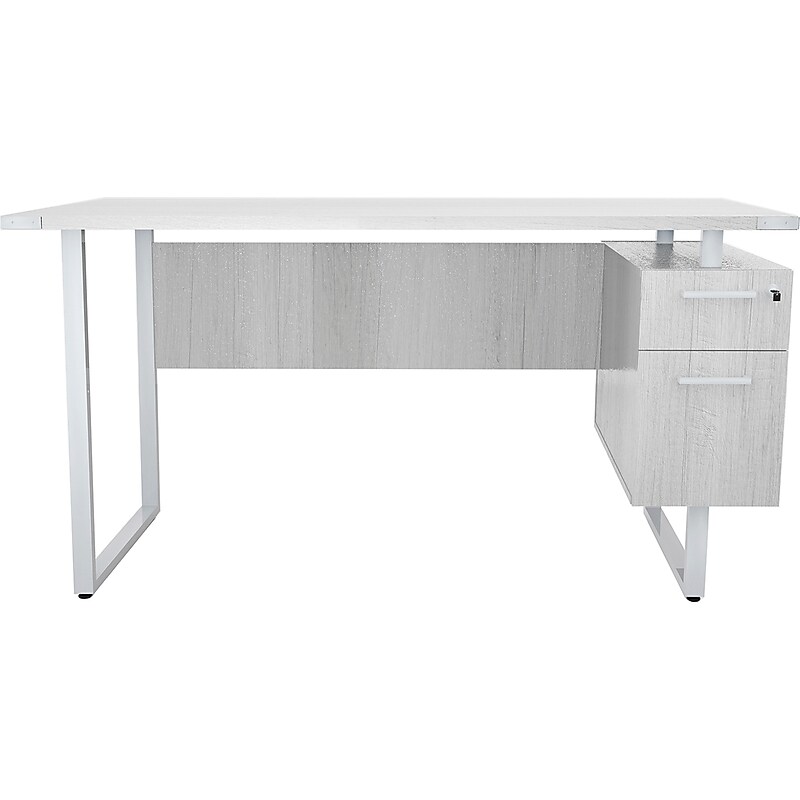 Safco Mirella SOHO 62"W Desk with Built-In Pedestal, White Ash (5513WAH) image 1