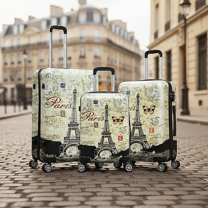 InUSA 3-Piece Hardside Paris Spinner Luggage Set, TSA Checkpoint
