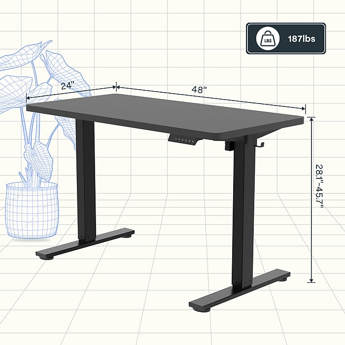 FlexiSpot E2 48''W Electric Adjustable Standing Desk, Black