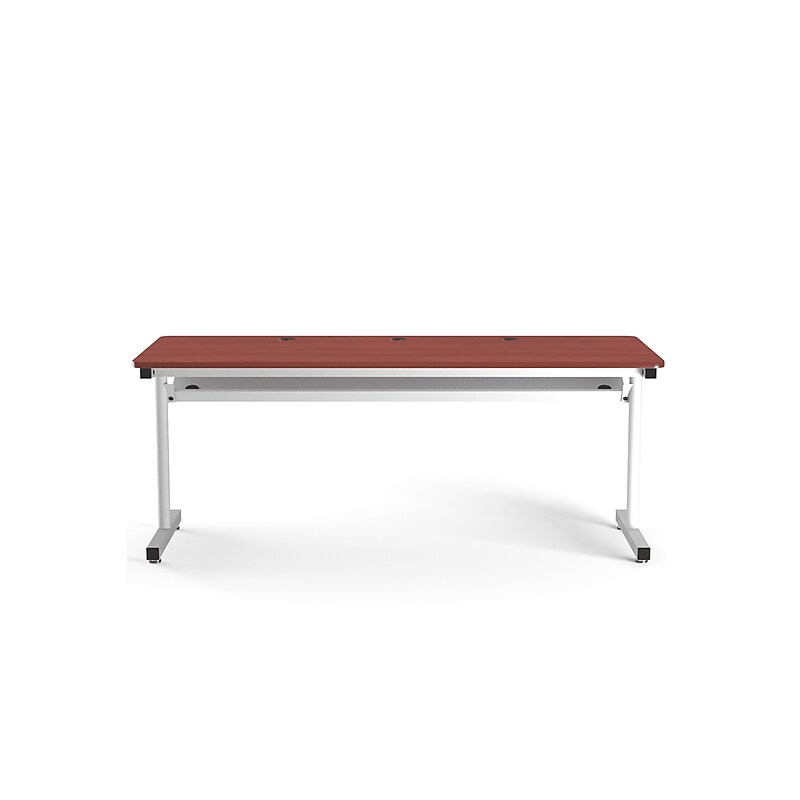 VersaDesk 72"W Basic Computer Table, Cherry/White (BCT7230-WC) image 1