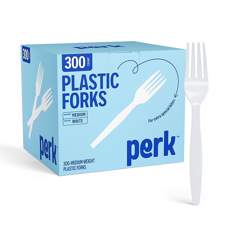 Perk™ Polystyrene Fork, Medium-Weight, White, 300/Pack (PK56401) image 1