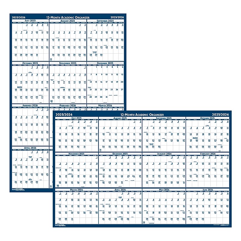 2025-2026 House of Doolittle 37" x 24" Academic Yearly Dry Erase Wall Calendar, Reversible (395-26) image 1