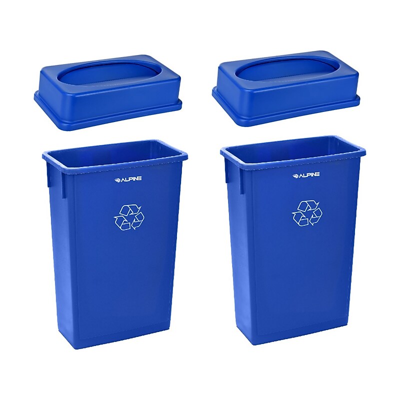Alpine Industries Polypropylene Recycling Bin, 23 Gallon, Blue, 2/Pack (ALP477-R-BLU-PKG1-2) image 1
