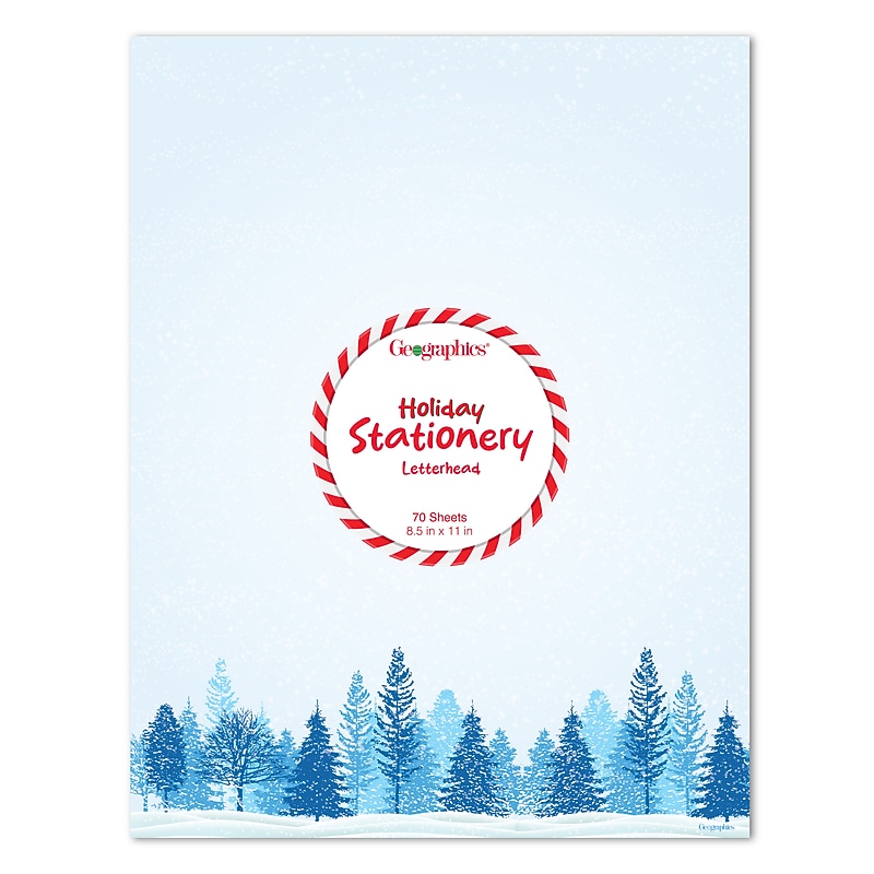 Geographics Winter Trees Holiday Letterhead, Multicolored, 70 Sheets/Pack (50055) image 1