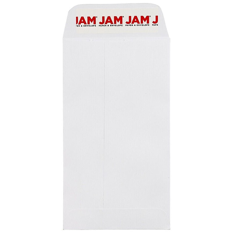 JAM Paper Self Seal #6 Coin Business Envelopes, 3 3/8" x 6", White, 100/Pack (356838557D) image 1