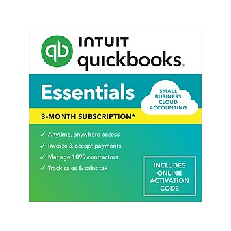 QuickBooks Online Essentials 2024 3-Month Subscription, for 3 Users, Windows/Mac, Download (5102286)