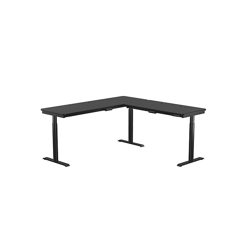 VersaDesk PowerLift 60"W Electric L-Shaped Adjustable Standing Desk, Black (PLLSD7260-BB-APP) image 1