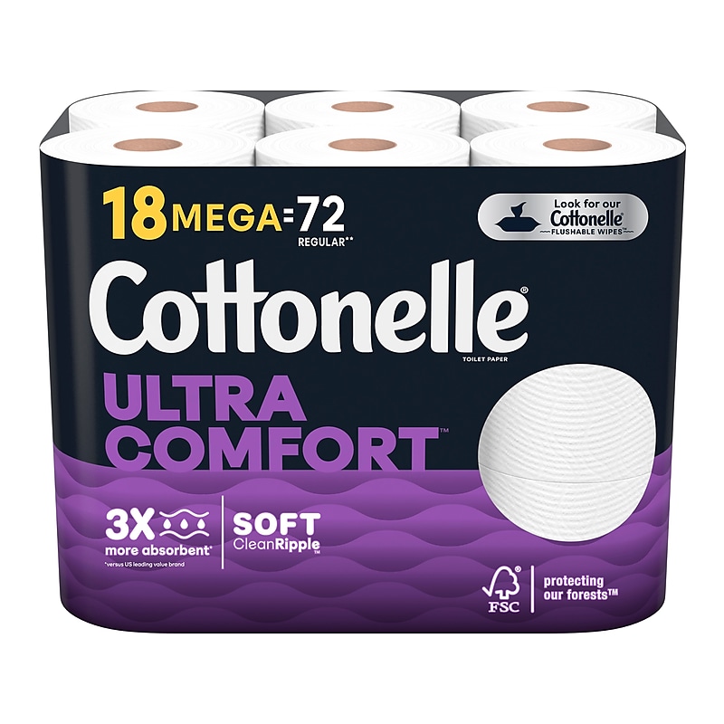Cottonelle Ultra Comfort Toilet Paper, 2-Ply, White, 268 Sheets/Roll, 18 Rolls/Pack (54166) image 1