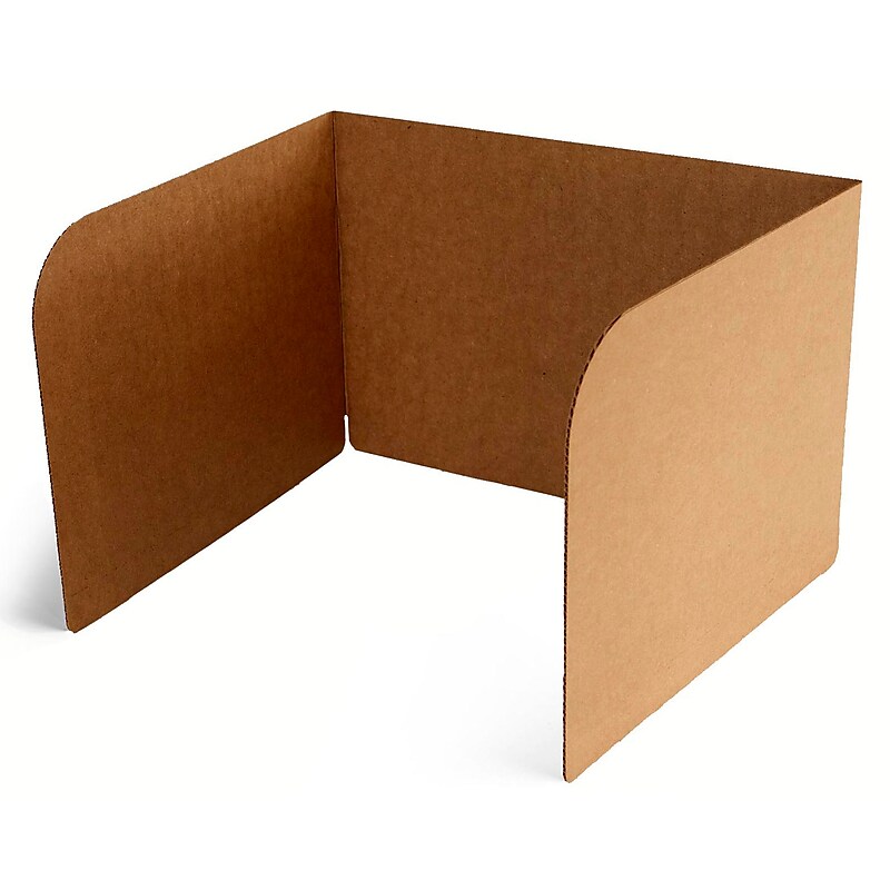 Classroom Products Foldable Cardboard Freestanding Privacy Shield, 13"H x 20"W, Kraft, 40/Box (1340 KR) image 1
