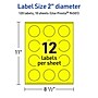 Avery Laser/Inkjet Multipurpose Circle Labels, 2" Dia., Neon Yellow, 120/Pack (94501)~#|#~FA092996-FF17-4C92-852655D07A66C5C2_sc7