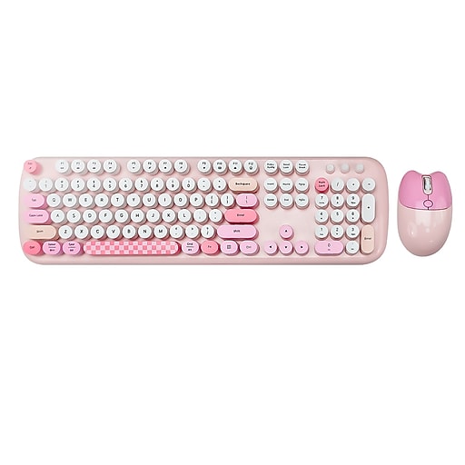 SaharaCase Wireless Ergonomic Keyboard and Mouse Combo, Pink (KB10