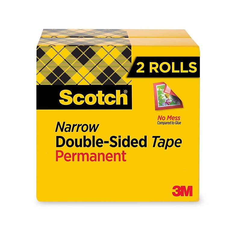 Scotch Permanent Double Sided Tape Refill, 1/2" x 25 yds., 2/Pack (665-2PK) image 1