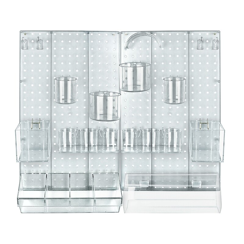 Azar 22" x 27" 24-Piece Pegboard Wall Organizer Kit, Clear, Each (900944-CLR) image 1
